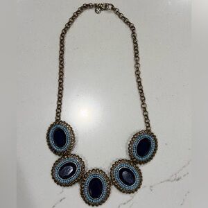 J. Crew Elegant Blue and Gold statement Necklace